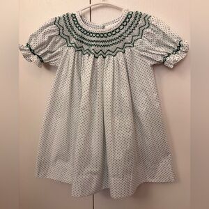 Zucchini Kids White Dress with Green Dots